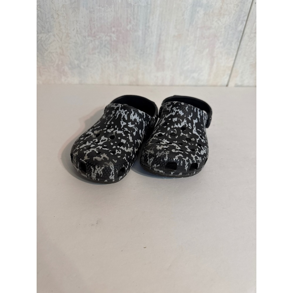 Crocs Kids Classic Clog Black White Splatter Marble Print Size C12 Slip On